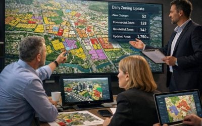 Digital map interface of Israel's GovMap showing real estate zoning data