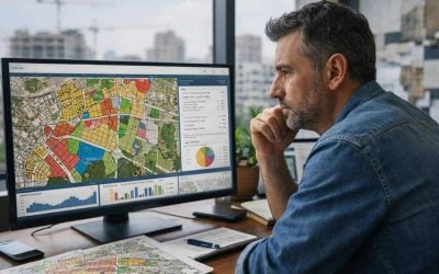 Israel GovMap interface showing digital zoning map and real estate data for PropTech analysis