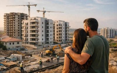 Construction site of new affordable housing developments in Israel's periphery region