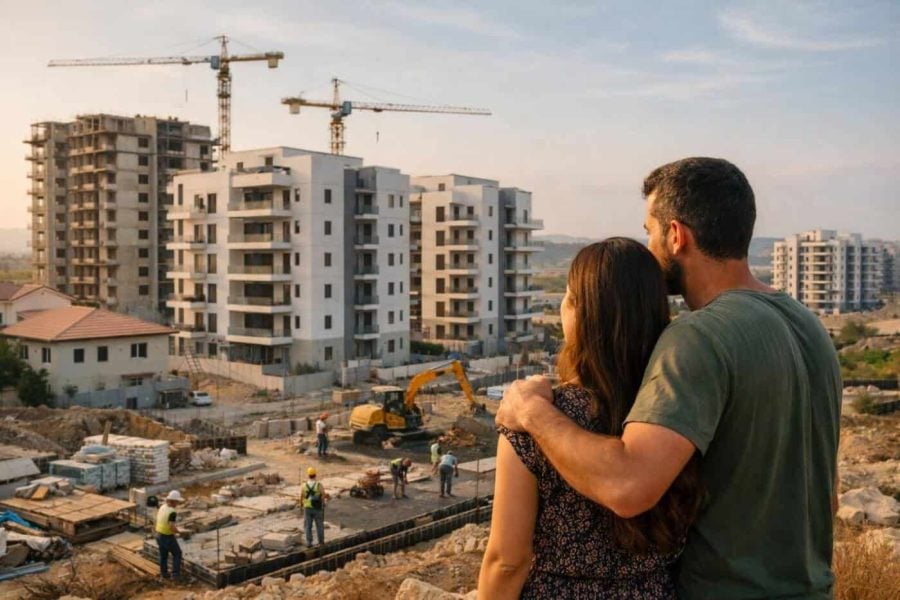 Construction site of new affordable housing developments in Israel's periphery region