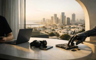 Modern Tel Aviv skyline illustration representing the impact of the high-tech sector on the 2026 Israeli real estate market