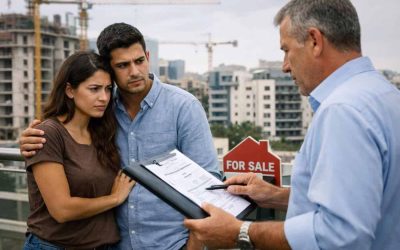 Illustration comparing social media rumors about Israel real estate with actual regulatory documents and housing market facts