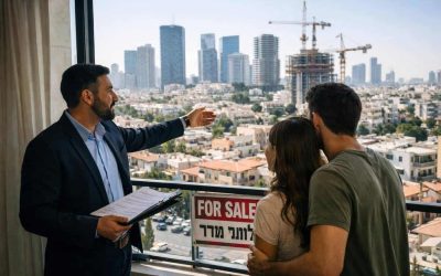 Tel Aviv skyline with construction cranes representing Israel's real estate rebound after Bank of Israel rate cut