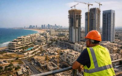 Skyline view of new luxury real estate developments in Sde Dov and Bat Yam high-rises in Israel