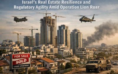 Modern Israeli real estate development symbolizing market resilience and regulatory agility amid Operation Lion Roar