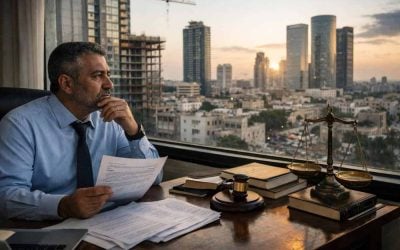 Modern Israeli skyline with construction cranes representing real estate growth and legal investment opportunities