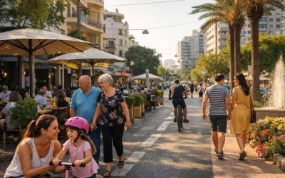Modern skyline of Kfar Saba, Israel, leader of the 2024 Quality of Life Index