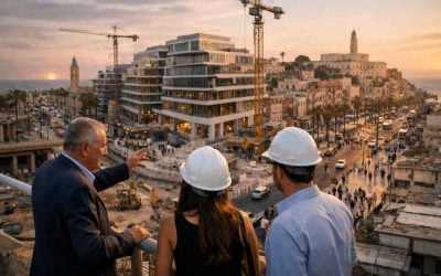 Rendering of Gabso Group's modern real estate landmark project on Jerusalem Boulevard in Jaffa