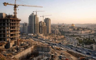 Architectural rendering of the new high-rise skyline for the French Hill urban renewal project in Jerusalem