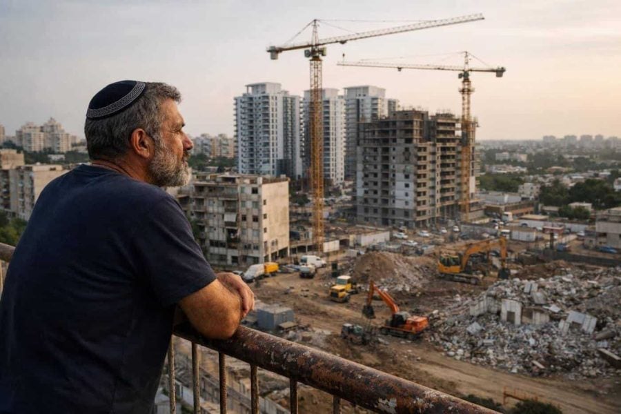 Rendering of the Yoseftal urban renewal project in Kfar Saba showing modern residential towers