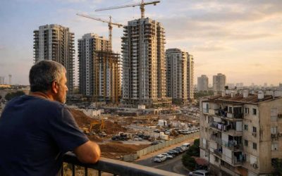 Rendering of the new skyline transformation and urban development in Kfar Saba's Yoseftal neighborhood
