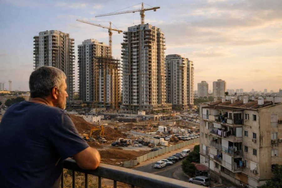 Rendering of the new skyline transformation and urban development in Kfar Saba's Yoseftal neighborhood