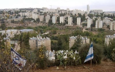 Apartment towers in Kiryat HaYovel, Jerusalem, seen from the Avraham Stern Street area in 2013.