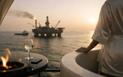 Offshore natural gas production platform at the Leviathan field in Israel