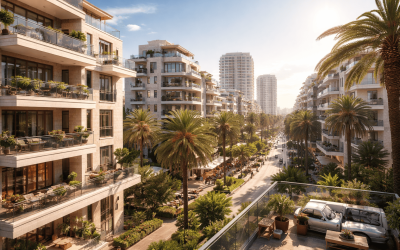 Mediterranean sunset over luxury living