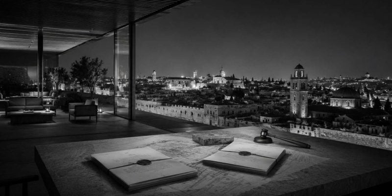 midnight skyline with legal documents jerusalem