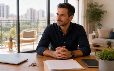 Prepared home buyer reviewing mortgage documents with keys nearby