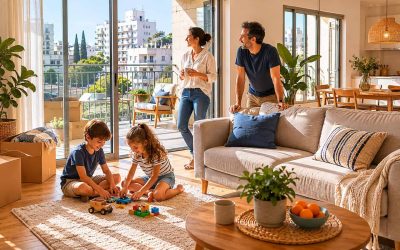 Move-in-ready Israeli rental living room with practical furniture and natural light