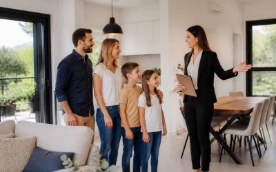 Anglo family viewing a bright move-ready apartment in Israel with a real estate advisor