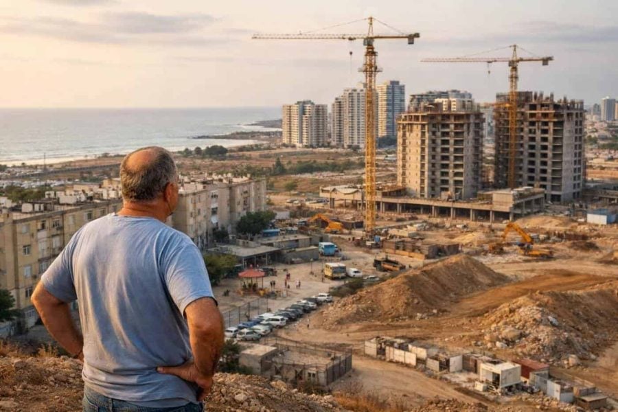 Aerial view of urban development and expansion plans in Kiryat Yam Neighborhood D