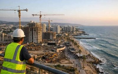 Aerial view of Nahariya coastal front and urban renewal development site in Northern Israel
