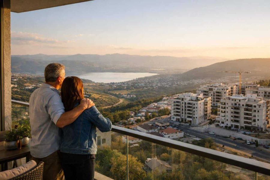 Panoramic view of the new residential neighborhood construction in Nof HaGalil, Northern Israel