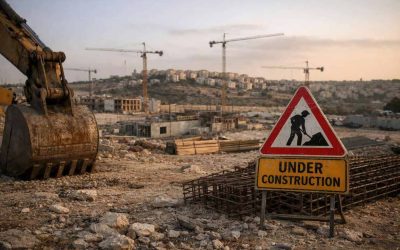 Israel Land Authority building and construction site silhouette