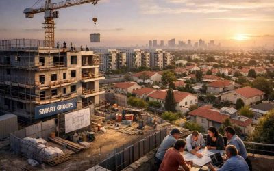 Modern residential apartment buildings in Yehud-Monoson, Israel