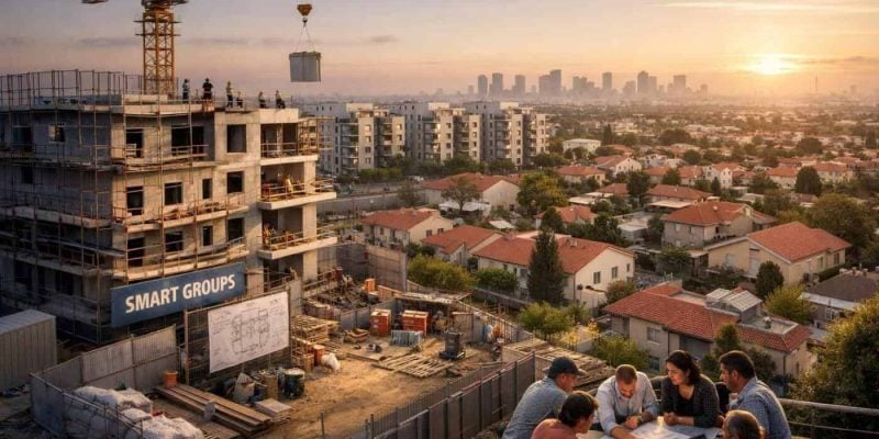 Modern residential apartment buildings in Yehud-Monoson, Israel