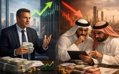 Illustration comparing Israel's monetary policy stability against economic growth charts for Gulf Cooperation Council nations