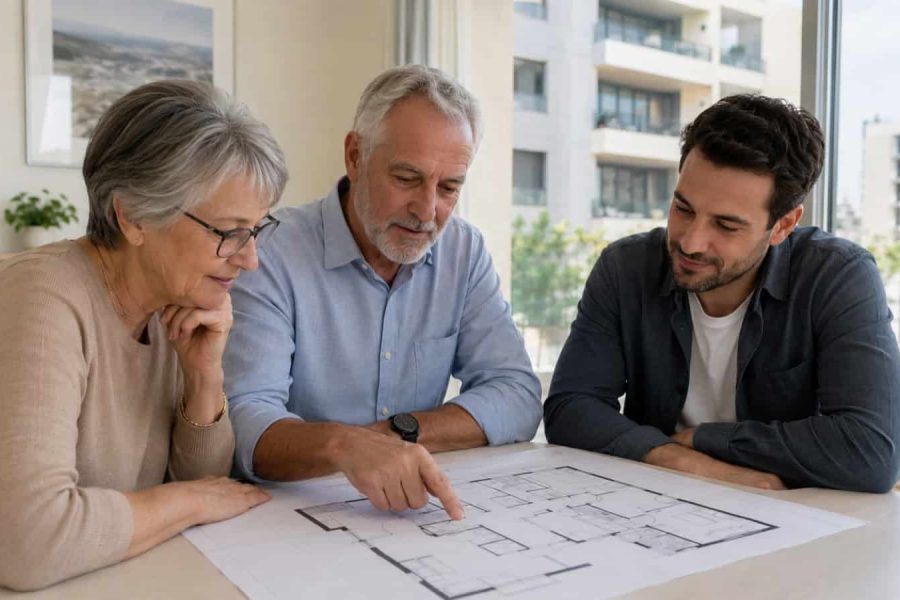 Retired couple considering an accessible apartment in Israel with family nearby