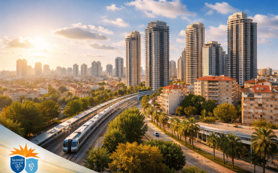 Rishon LeZion skyline with residential towers and light rail, illustrating urban growth and property development in Israel