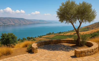 Infrared photo of tree by a serene body water.