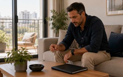 Homeowner considering an offer in an Israeli apartment living room