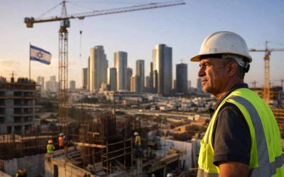 Modern Israeli city skyline with construction cranes illustrating real estate market shifts and corporate development