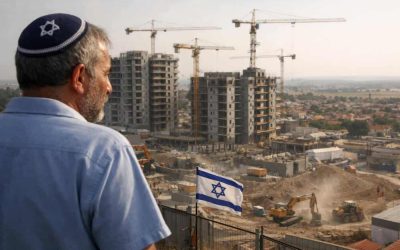 Aerial view of construction sites and urban development plans in Bnei Ayish, Israel