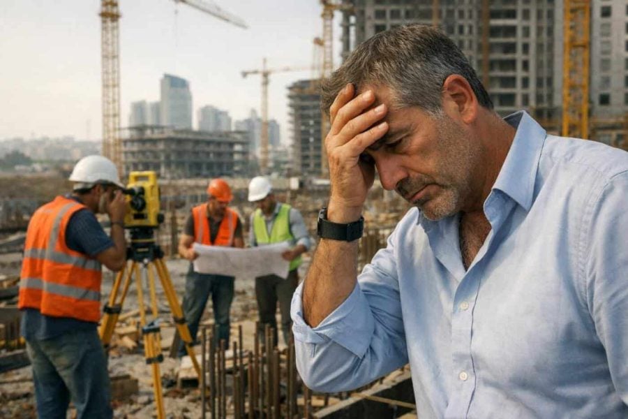 Land surveyor equipment on a construction site representing real estate due diligence