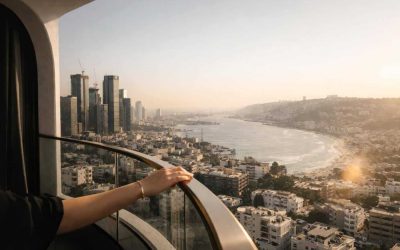 Modern apartment buildings and skyline views of Tel Aviv and Haifa, Israel