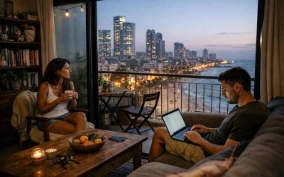 Modern apartment buildings in Tel Aviv and Jerusalem skyline representing rental market resilience