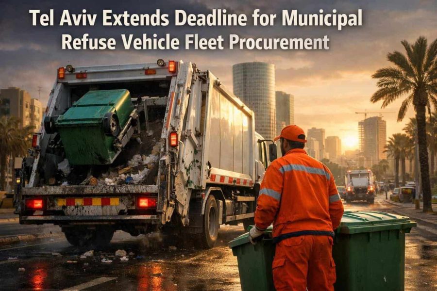 Municipal refuse garbage truck fleet in Tel Aviv