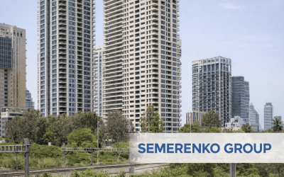 Tel Aviv skyline with modern high rise residential towers and greenery in daytime