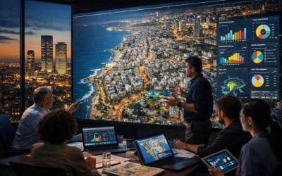 Digital high-resolution map of Tel Aviv illustrating open municipal data for global urban planners