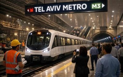 Rendering of the new Tel Aviv Metro train system and urban infrastructure