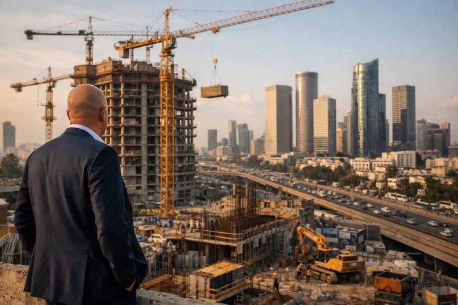 Tel Aviv skyline view representing Carasso Real Estate 1.27 billion shekel development project