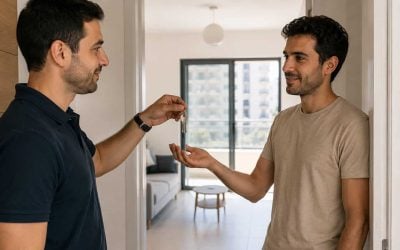 Investor handing apartment keys to a reliable tenant in Israel
