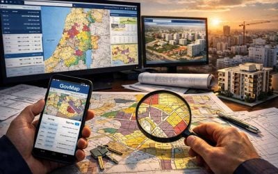 GovMap interface displaying daily zoning updates for the Israeli real estate market