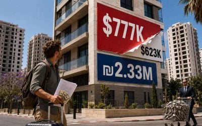 urban real estate scene with price tags