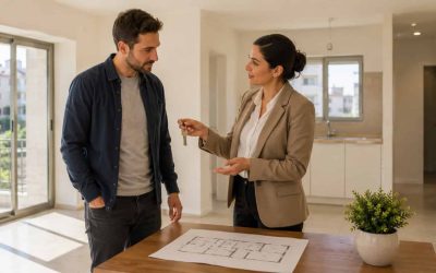Buyer viewing a vacant investor-owned apartment with negotiation potential in Israel