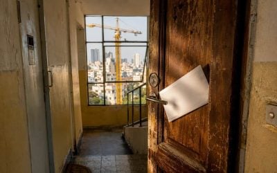 weathered doorway overlooking tel aviv israel