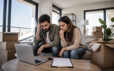 Prepared renter reviewing apartment options in a bright modern Israeli living room